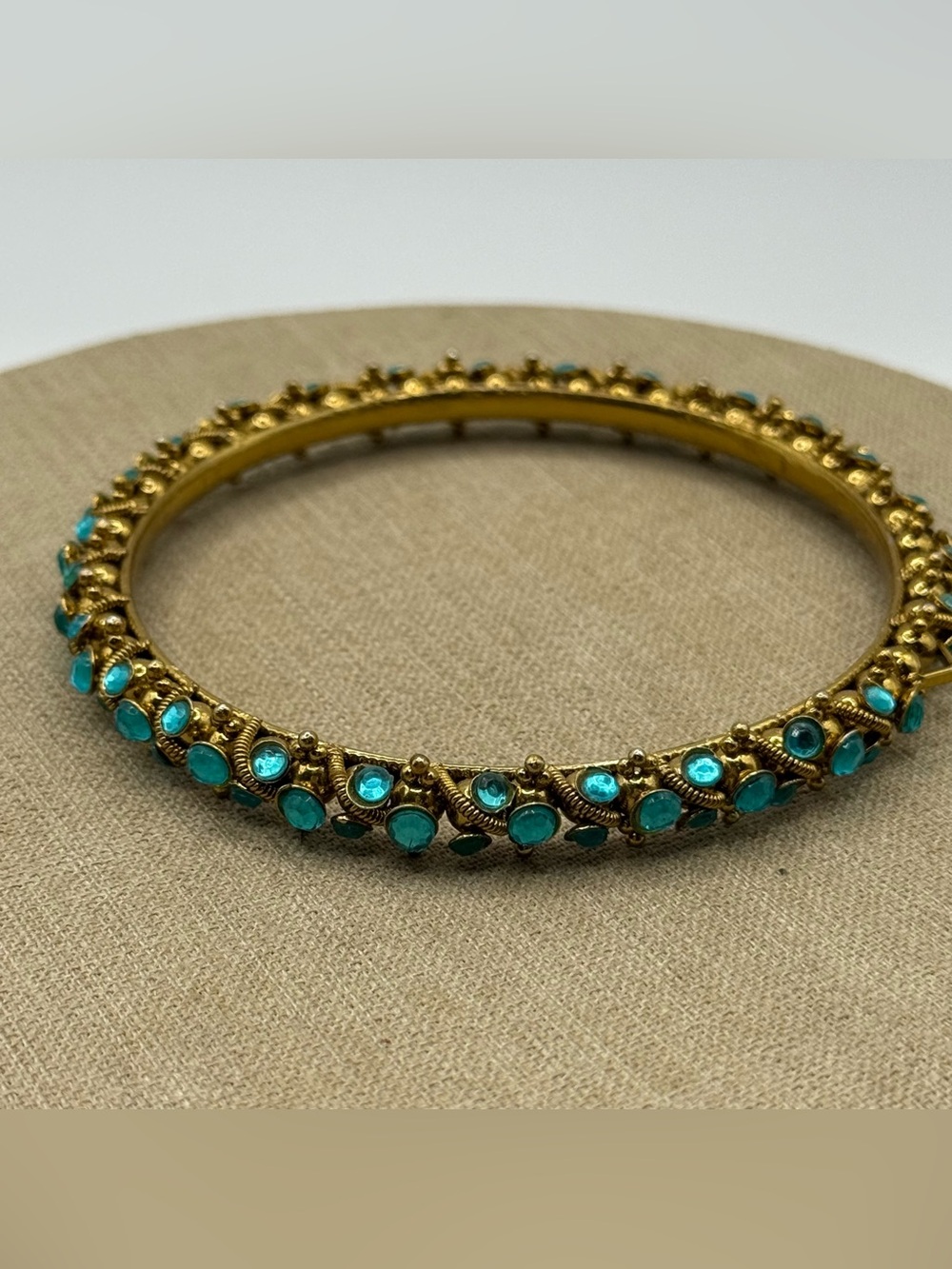 Gold-Tone Bangle Bracelet with Turquoise Crystals